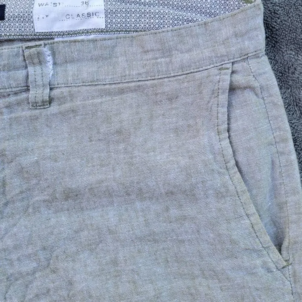 Bruno Mens Linen Shorts Green Size 38